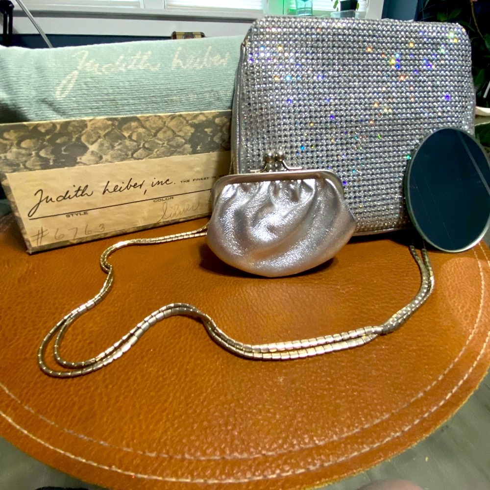 Judith Leiber crystal minaudiere handbag